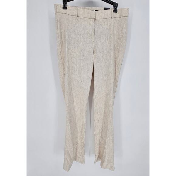 Amanda + Chelsea Beige Straight Leg Linen Blend Modern Trouser Pants 10 NWT - Picture 1 of 10